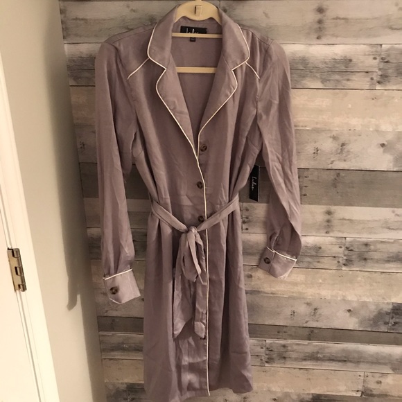NWT- Lulus Lavender Satin Midi Shirt Dress - Picture 3 of 8